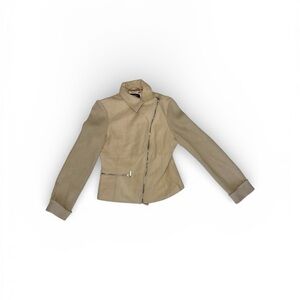 Bebe women’s small, beige herringbone, Moto jacket sleeve zip up coat